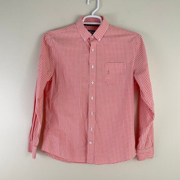 johnnie-O Other - Johnnie O Button Down Shirt Men's Small Orange Check Long Sleeve Surfer Logo